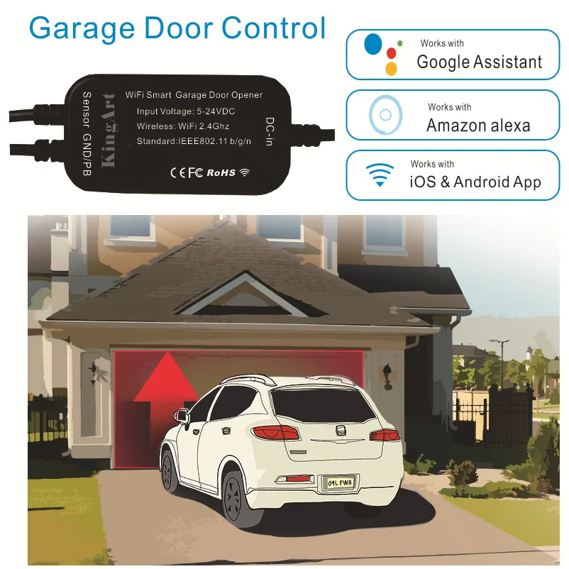 Ewelink WiFi Smart Garage Door Remote Control Open/Closed Monitor with  Alexa Echo Google Home Smart Life APP Integration - Main Image