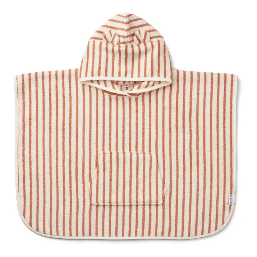 Super Soft Striped Kids Poncho Towel Organic Cotton Baby Bath Towel Thicker Kids Hooded Towel factory