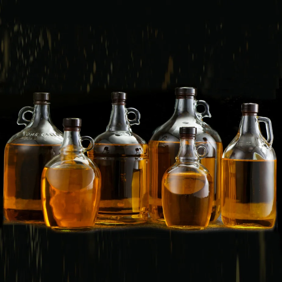 32oz 64oz 2L Matte Clear Glass Moonshine Jugs Round Screw Cap Spirit Bottles for Liquor & Tequila with Handle Wholesale