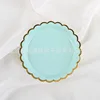 7-inch square gold edge light green paper plate-10 pcs