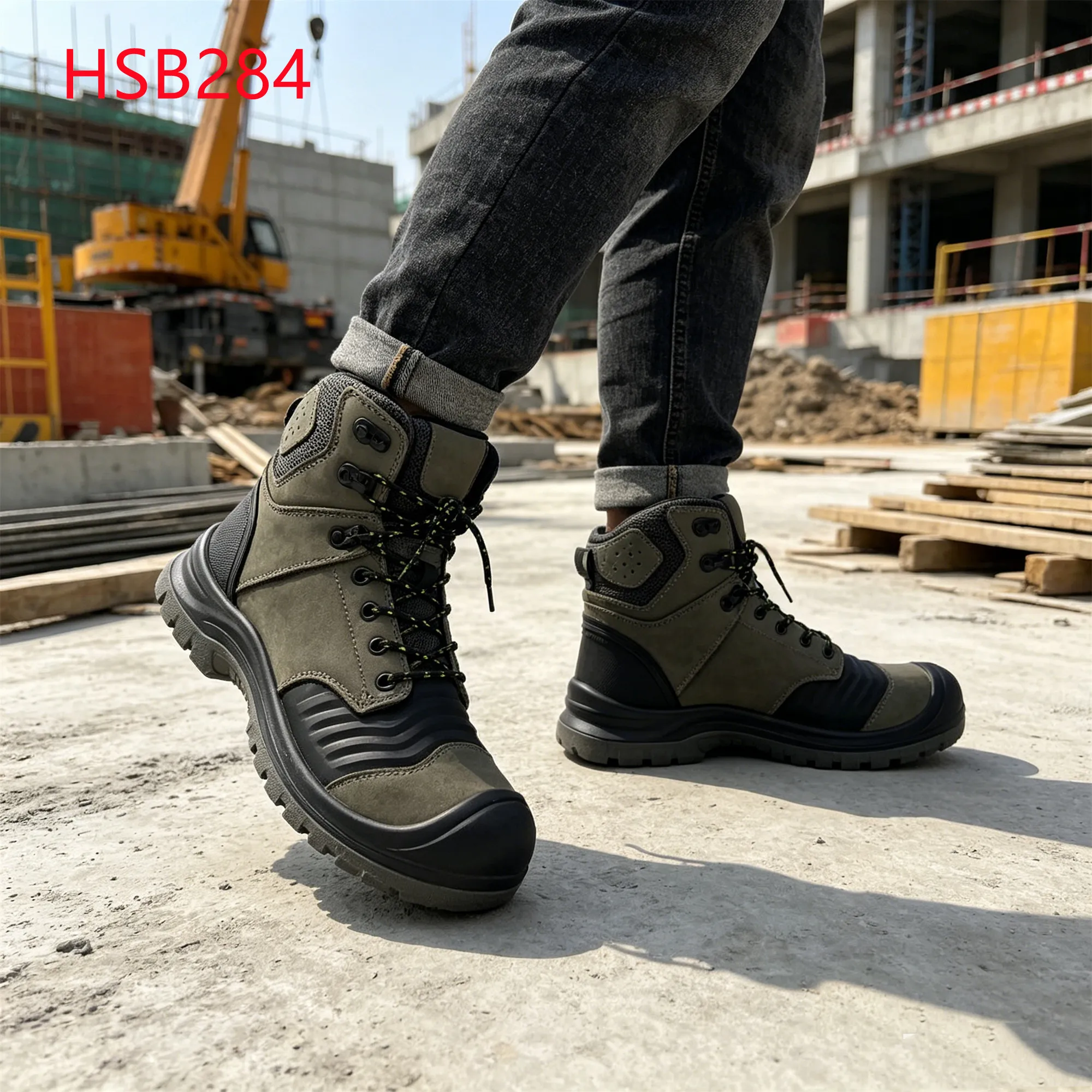 LXG,Warehouse Fulfillment Ground Cowhide Top End Work Shoes Reinforced Shell Hua Singh Safety Boots with Steel Toe HSB284