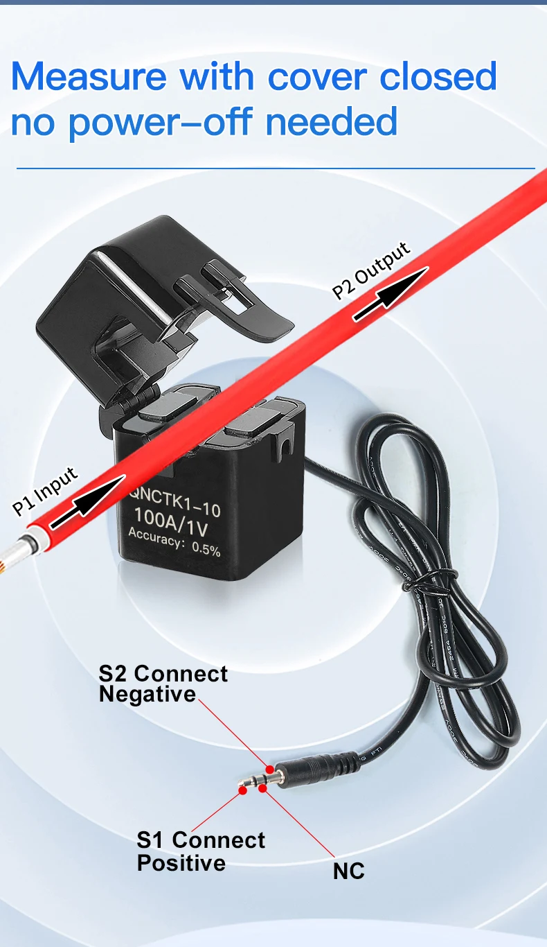Split Core Ct Transformer QNCTK1-16 1A 1V 10A 20A 0.333mV 100A 333mV Ferrite Core Clamp CT Sensor Clamp on Current Transformer