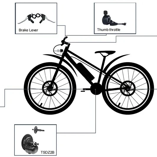 Tongsheng TSDZ2B Mid Drive Motor - 48V 500W Electric Bike Kit