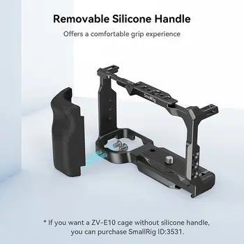 Small Rig ZV-E10 Cage with Silicone Handle and Built-in Threaded Holes Cold Shoe and Quick Release Plate ZV-E10 Cage -3538B detail image