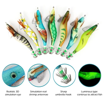 海の塩水木材エビルアーベイトイカフィッシングルアーセットcomerial