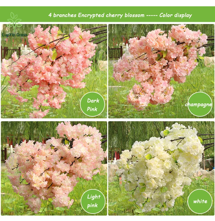Ly Wholesale Fake Cherry Blossom Branch Encryption 4 Or 3 Branches