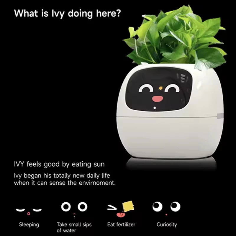 Intelligent Lazy Person Automatic Water Absorbing Flower Pot Plastic Resin Circular USB Rechargeable Indoor Plant Potted Plants