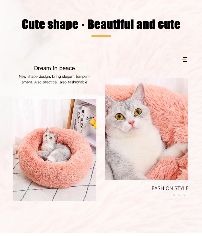 2024 Custom Diameter 70cm Soft Fabric Dog Bed Luxury Warm Washable Pet