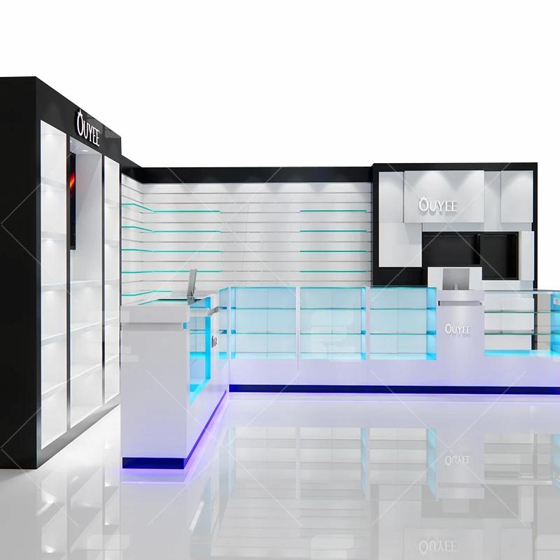 Stylish Smoking Shop Showcase Checkout Counter Tobacco Shop Led Wall Dispensary Furniture for Smoke Shop