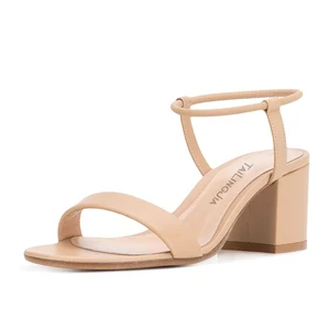 Women Factory Wholesale Handmade Slippers Block Low Heel Ladies Large Size Summer Sandals High Heels