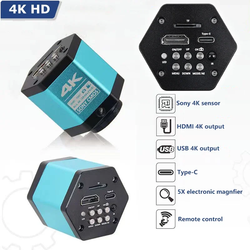 Digital Microscope 48MP 4K Video Output Camera 3840x2160 Pixel 130X Lens Ring Light Circular Lamp for Solder Phone Repair Small