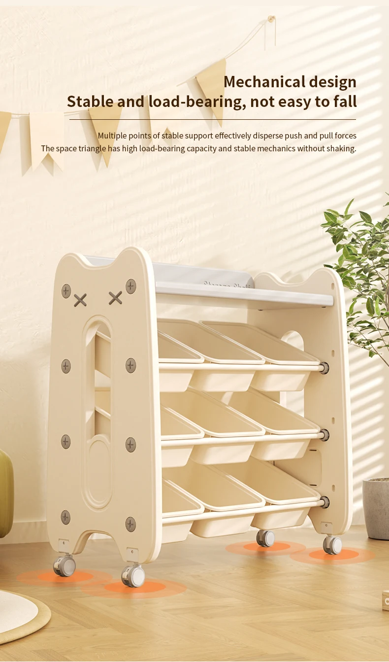 product feelkids cat shape plastic toy room book shelf clothes toys organizer storage racks with wheels for kids cabinet-5