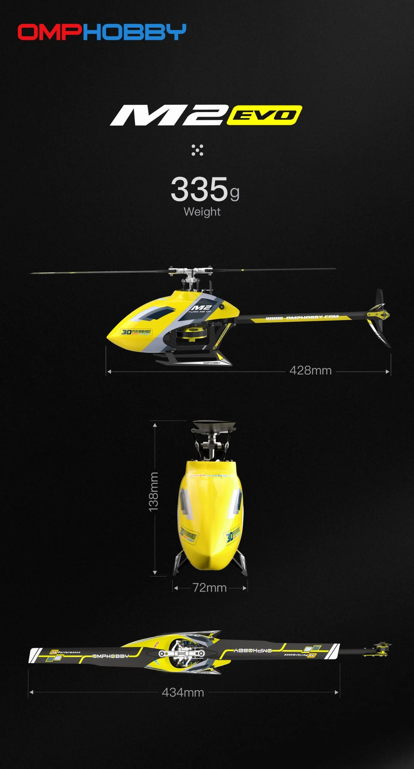 Omphobby New Arrival M2 Evo Stronger Rc Helicopters Dual Brushless