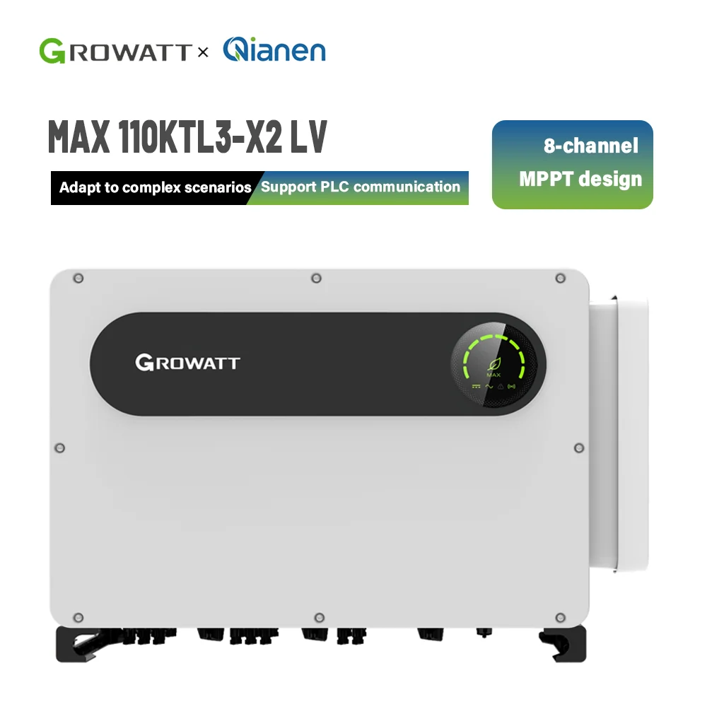 Growatt Max 110ktl3-X2 LV Triple MPPTs Three-Phase Solar Power Inverter for Commercial and Industrial Energy System manufacture