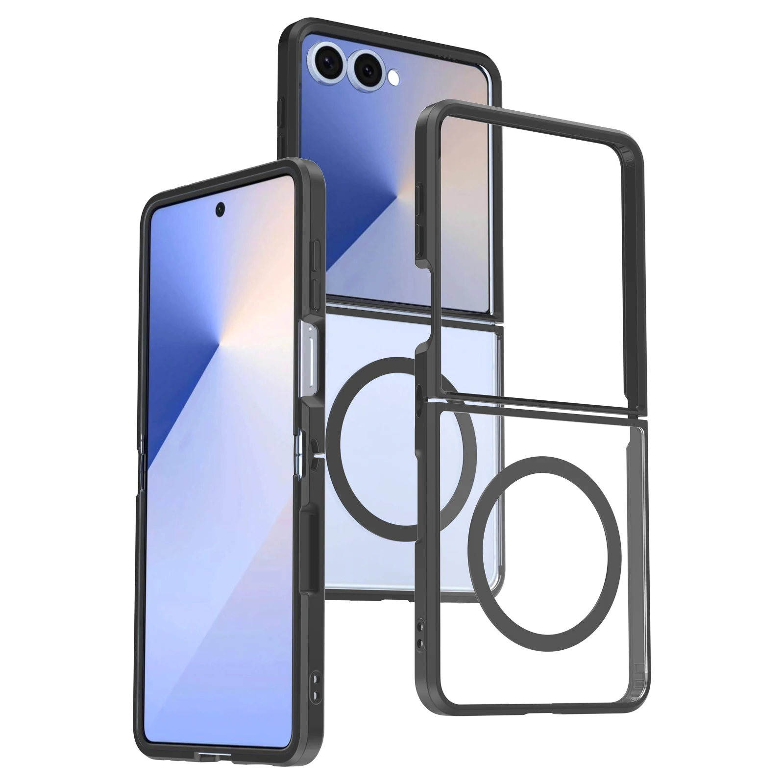 product shockproof scratch resistant transparent protective cover wireless charging clear magnetic case for samsung galaxy z flip7-5