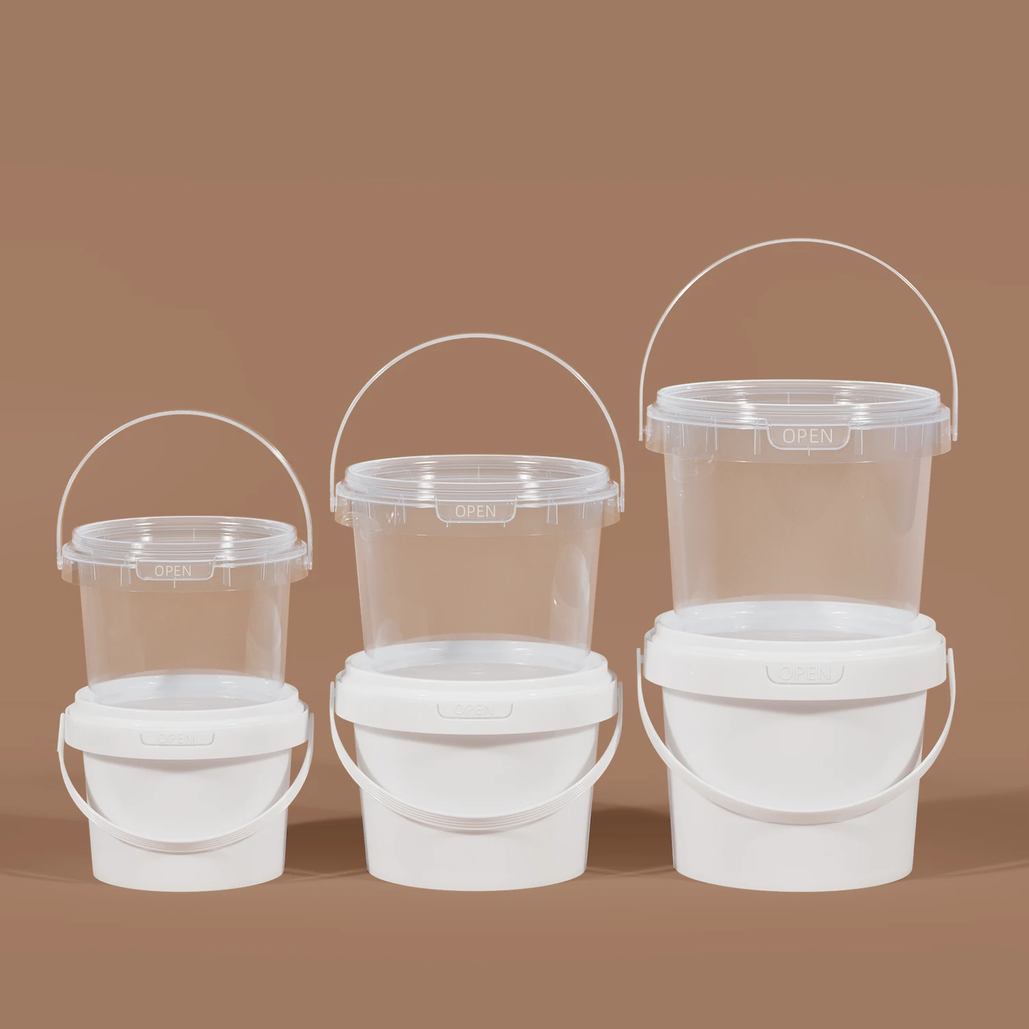 Wholesale Small Printing Plastic Buckets with Lids Food Packaging Storage Plastic Boxes for Yogurt Biscuit Cookies Candies Pack