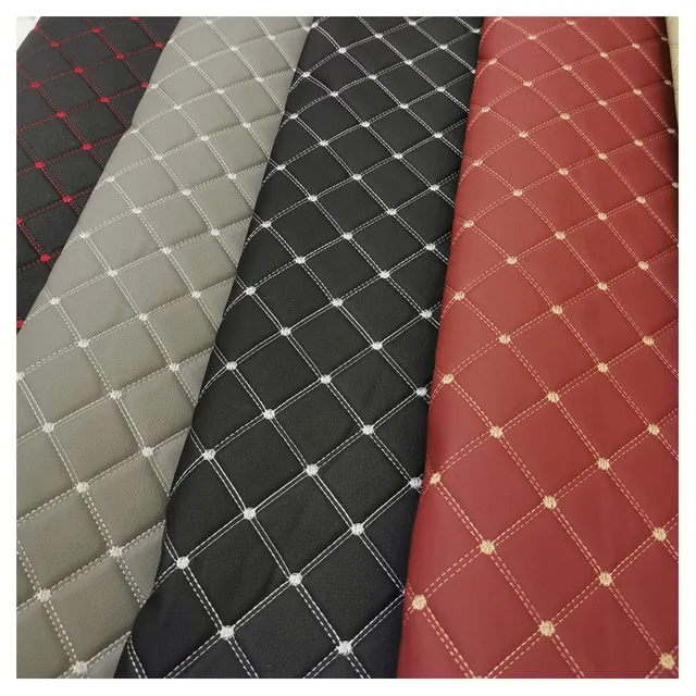 High Quality 3 mm Thicken Foam Embroid Upholstery PVC Car Seat Faux Synthetic Leather for Car Headline Covers Sofa