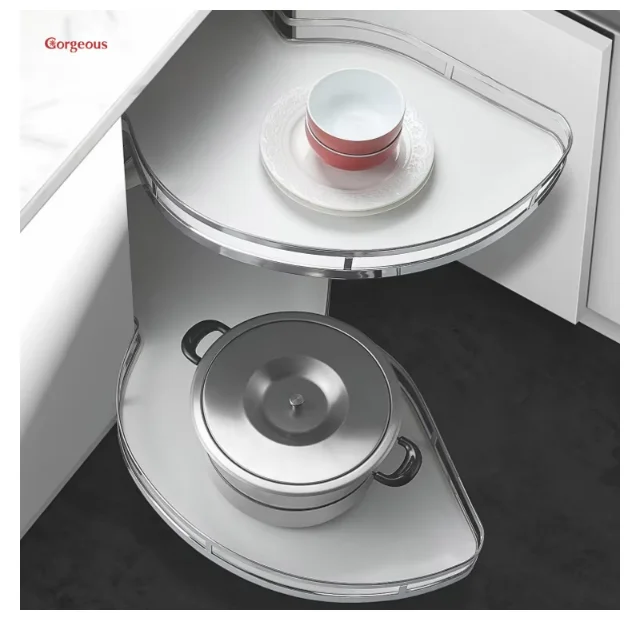 Magic Corner Organizer Storage Utensil Revolving Rotating Kitchen Pull Out Basket Swing Tray Carton Cabinet OEM ODM Modern W03