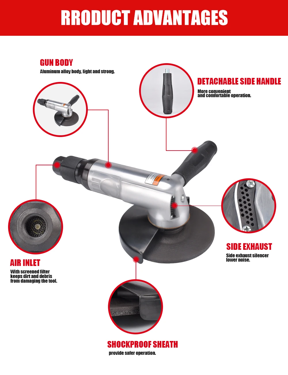 Car Grinders 12000 Rpm Pneumatic Polishing 125mm Rotation Swith 5