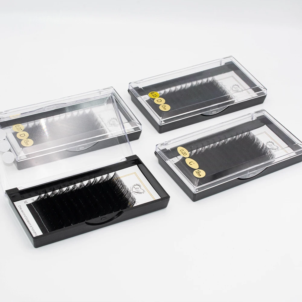 Premium Synthetic Mink Classic Russian Eyelash Extension Natural Fluffy Soft Mix Curl Faux Mink Lash Extension Kit Dropshipping