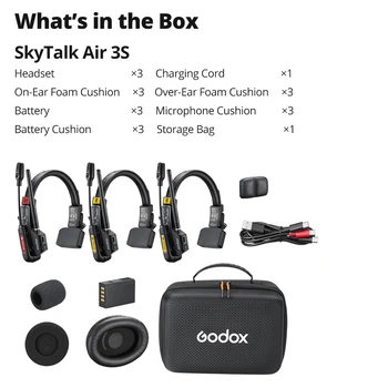 GODOX SkyTalk Air 2.4G Full-Duplex Wireless Intercom System Lightweight Portable Headsets Microphone Expanded Team Talk 5 Users product image