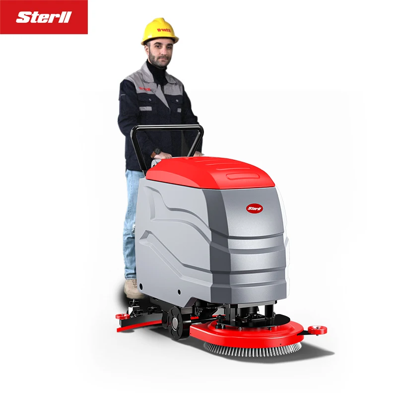 Sterll SX500 Komersial Tangan Dorong Lantai Scrubber Mesin Pembersih Lantai Industri Berjalan Di Belakang Scrubber Lantai