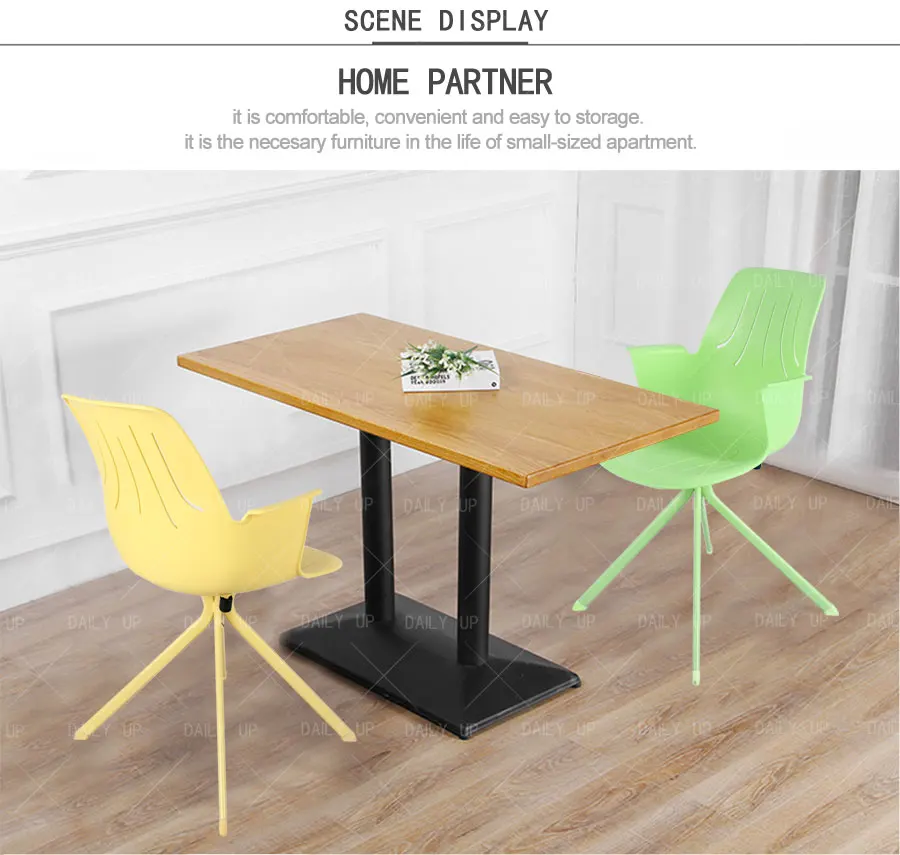 Classic Household Leisure Chair With Plastic Backrest Metal Frame And Curved armrest Bedroom Chair For Reception Kitchen Dining