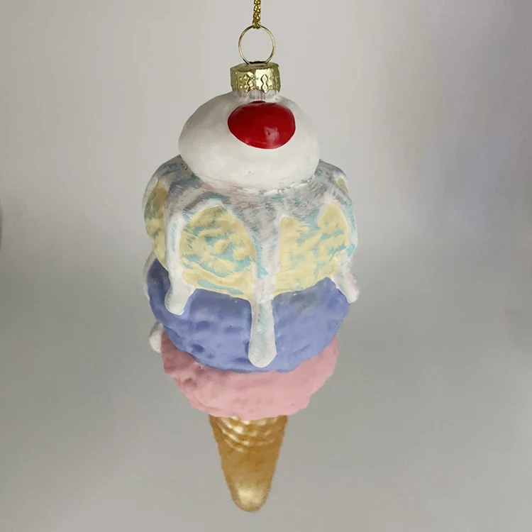 Holiday Ornament Christmas tree decoration  Glass Ornament - Ice Cream Cone