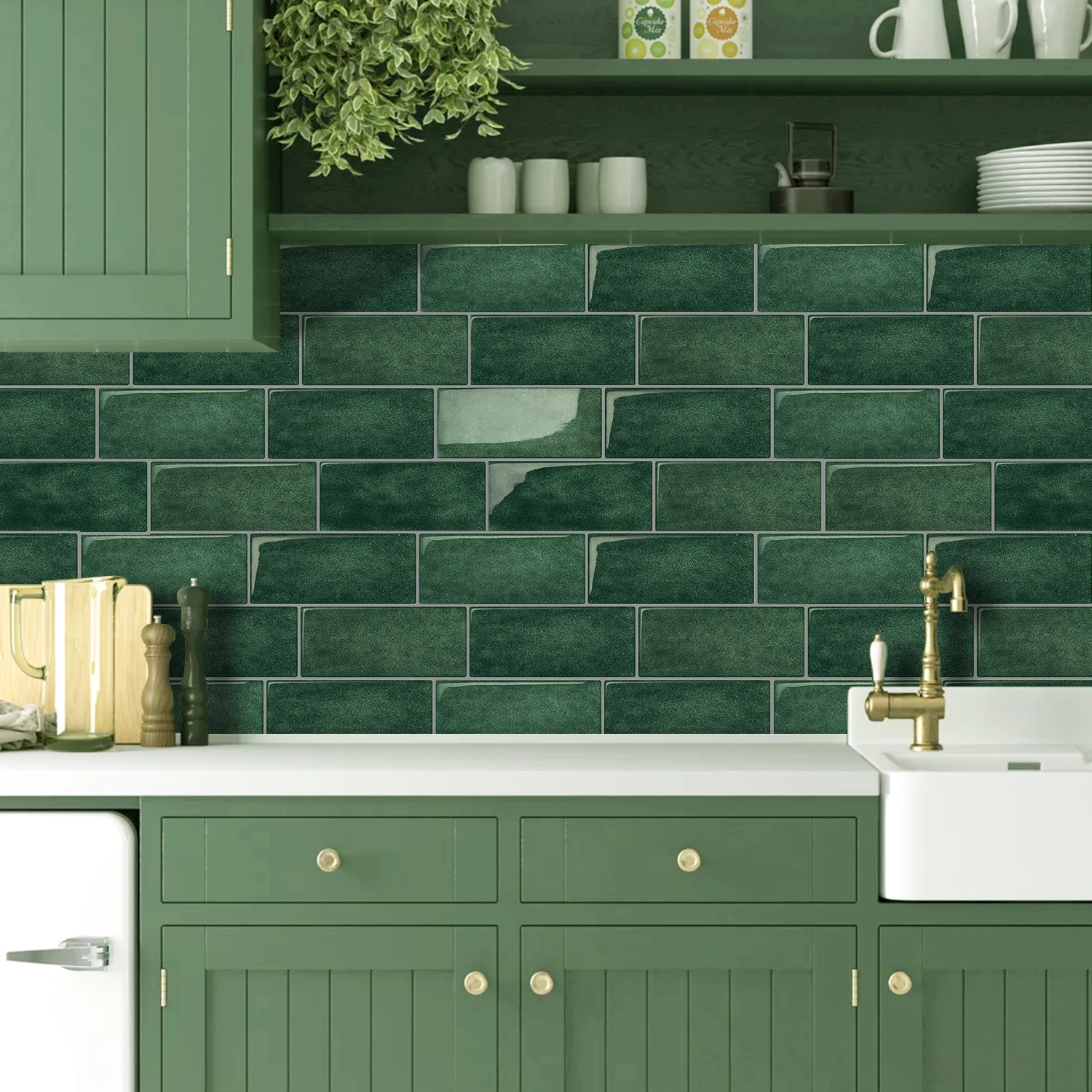 Factory Outlet Metro Self Adhesive 3D Effect Home Decor Peel and Stick Backsplash Green Marble 3D Wall Tiles Stick on Tiles