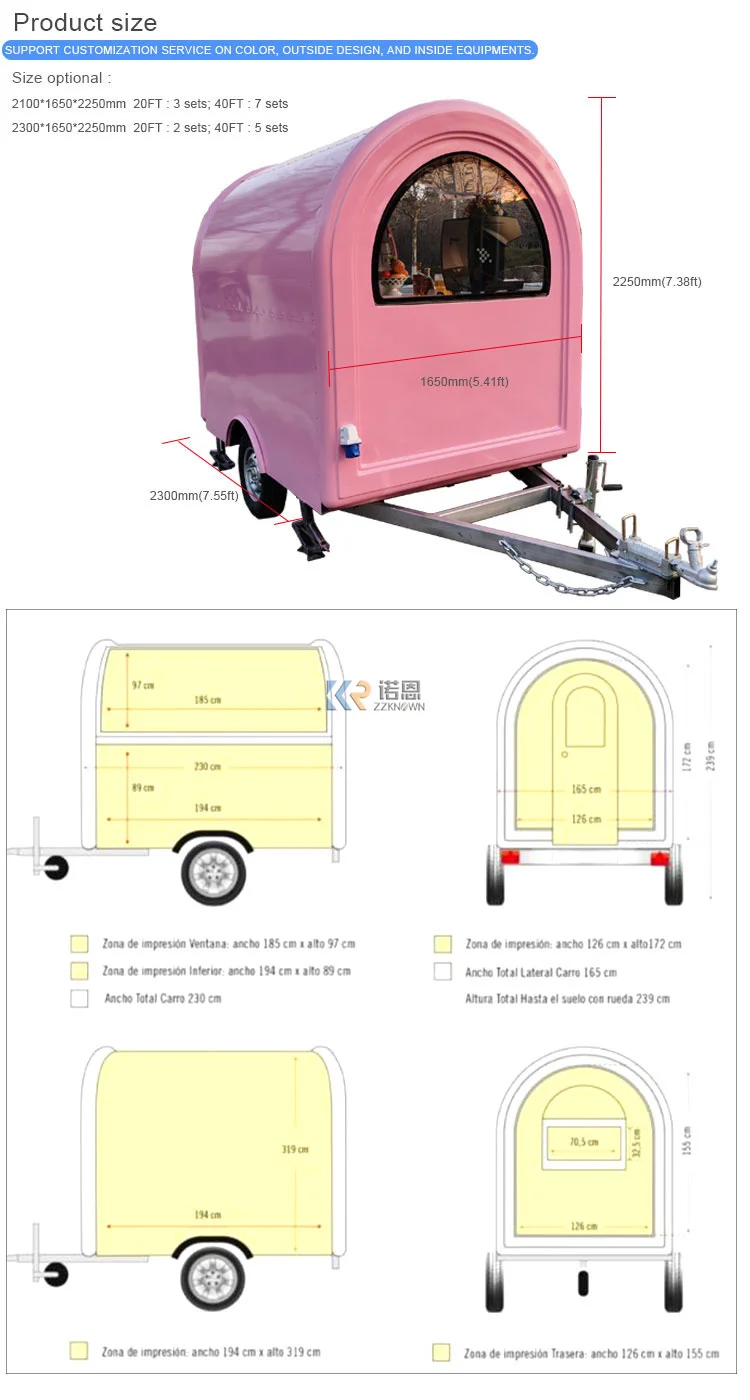 2024 Food Truck Best Selling Customized Fast Food Hamburger Coffee