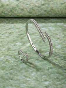 Antique Brass Rhodium Plated Zircon Bracelet and Ring Set Vintage Style Jewelry for Women Wedding & Party Gift Box Set