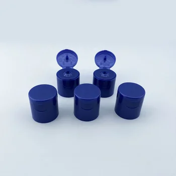 24mm Pearl Blue Flat Top Cap Travel Size Body Milk Bottle Cap Plastic PP Glossy Butterfly Flip Cap