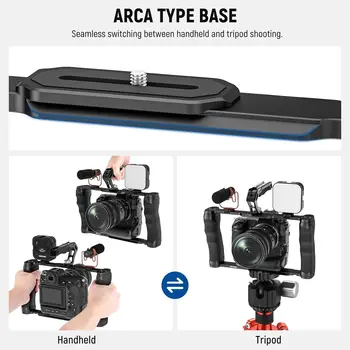 NEEWER Universal Camera Cage & Top Handle with 3/8" ARRI Locating Pins Kit Video Rig Camera Stabilizer with Dual Handgrips product image