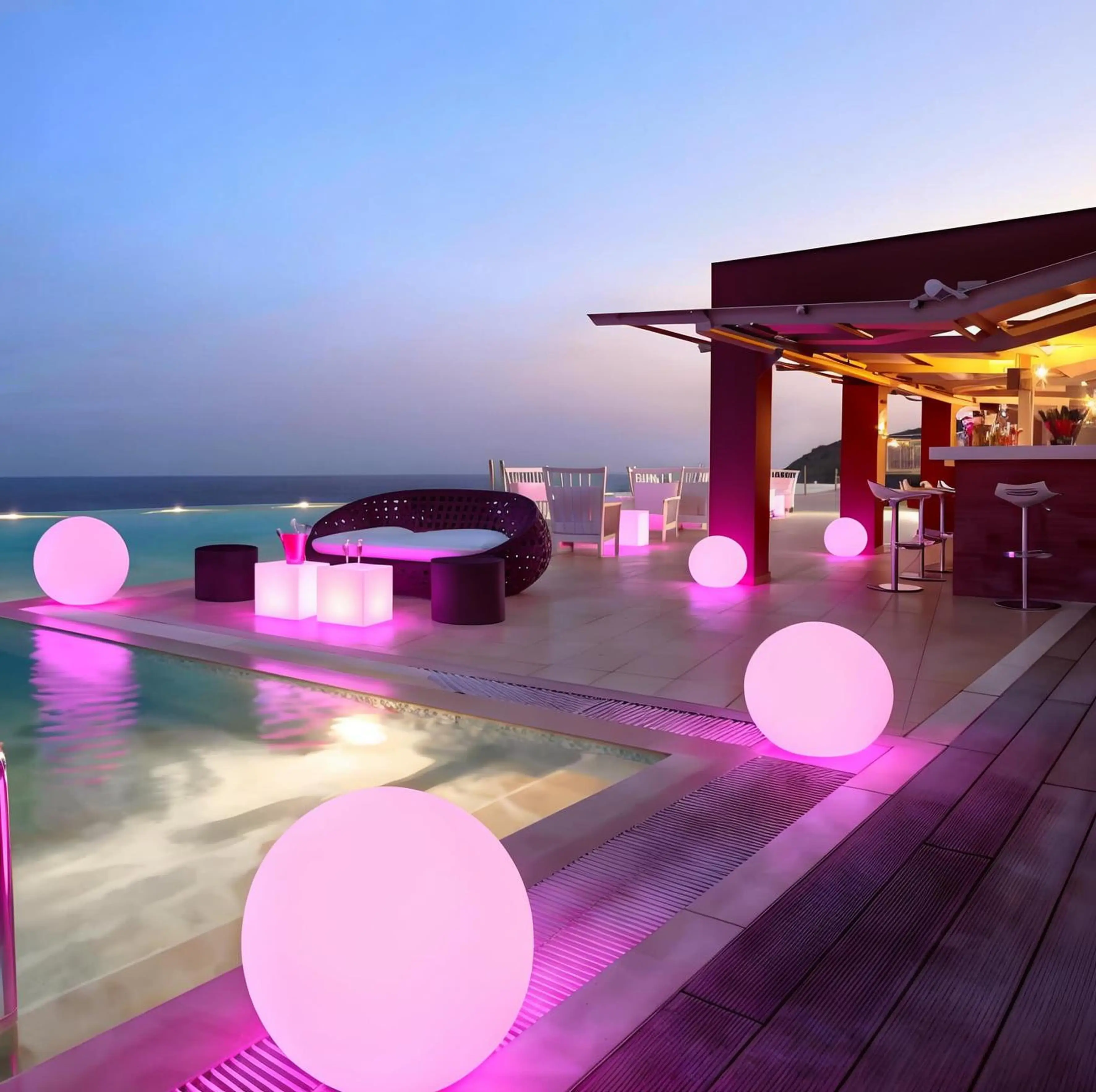 IP65 Waterproof Dustproof Rechargeable RGB 16 Colors 30cm LED Ball Light for Indoor Outdoor Decor