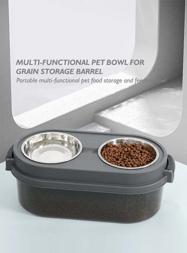 NEW Pet Bowl Storage Bucket cat Food Dog Food Preservation Moisture-proof Dry Storage Bucket and Bowl Two in One manufacture