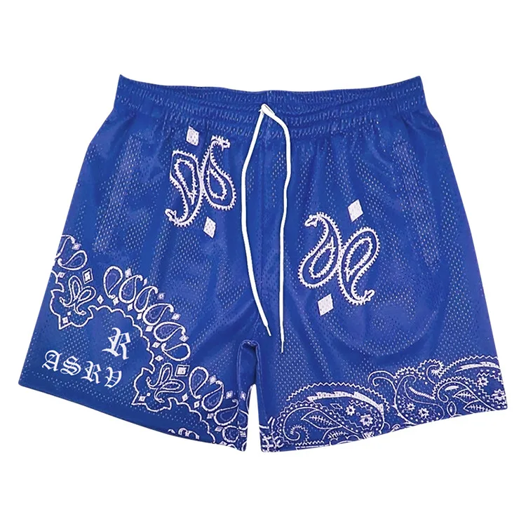 Custom high street style sport basketball printing shorts quick drying polyester breathable bandana mesh shorts for395_voghion.com