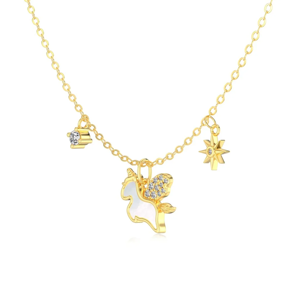 KAKODIY Cute Exquisite Design Fashion Fine Jewelry 925 Sterling Silver Chain 5A Zirconia Shell Unicorn Pendant Necklace for Daily Wear detail 5