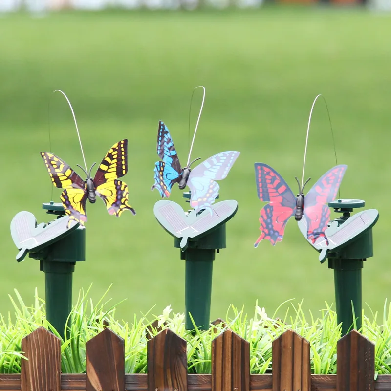 Power Vibration Dancing Fly Butterfly Bird for Garden Yard Decor Stake  Flying Fluttering Solar Hummingbird