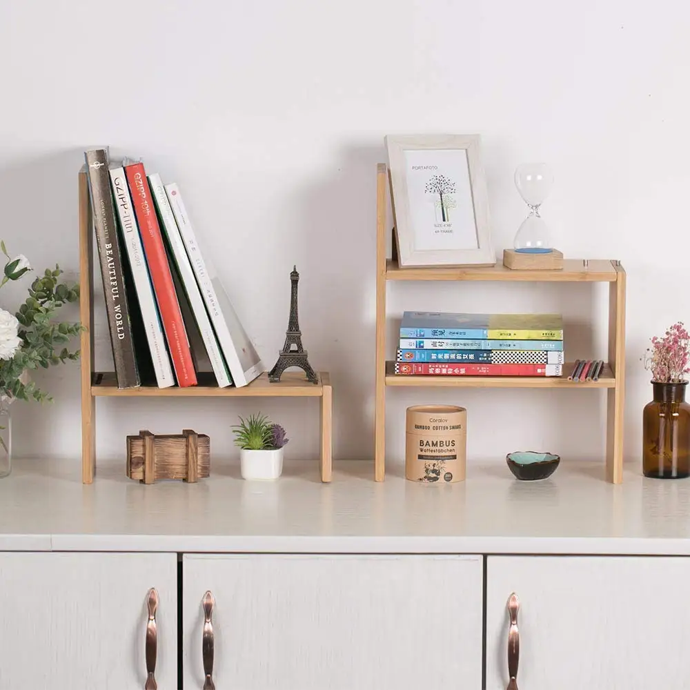 Натуральный бамбук книга стенд полка прочный Настольный книжный шкаф
