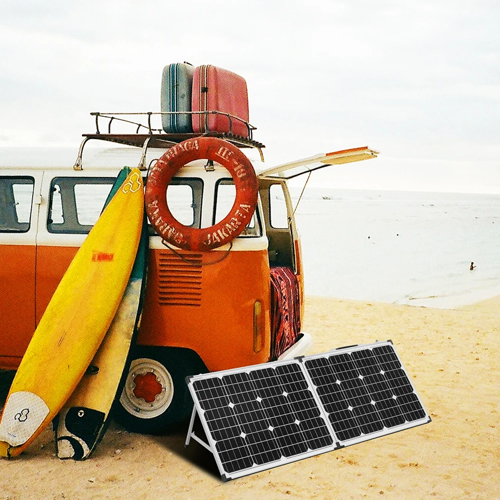 Free Shipping Dokio USA STOCK 18V 200W Rigid Foldable Solar Panel 18V 20A 12V Controller Panel Solar Easy to Carry for Camping