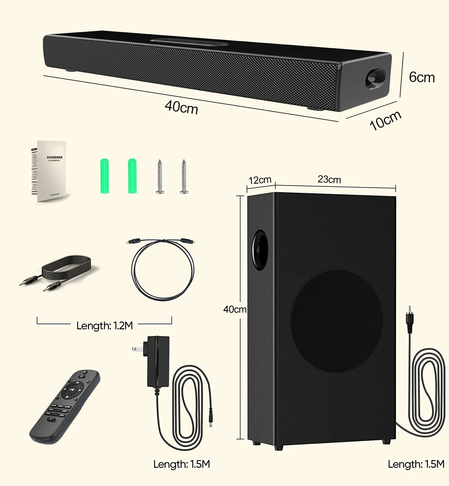 S22 Home Wireless Soundbar with HiFi Cinema Amplifier FM Radio for Subwoofer