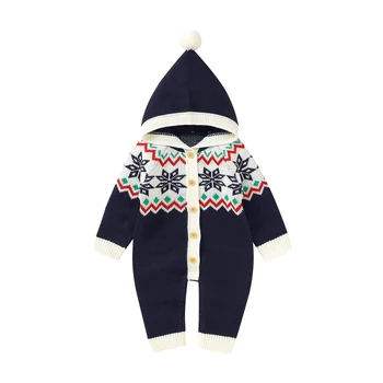 Ins autumn and winter new baby suit Christmas style one-piece ha Yi climbing suit with hat suit