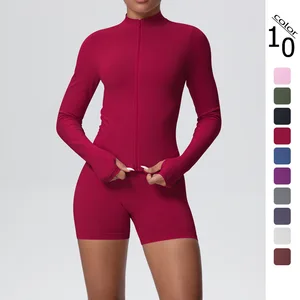 Autumn Women's Tennis Set Long Sleeve Yoga Top  High Elastic Shorts Breathable Solid Pattern Shorts