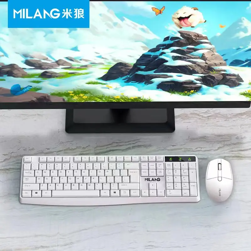 MiLang W530 オールインワン ホワイト ワイヤレスキーボードとマウス