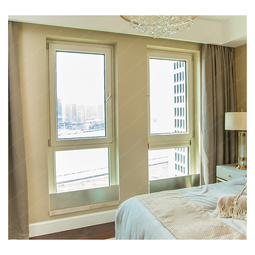 grey color aluminum casement inward outward open windows includes an insect screen for hotel