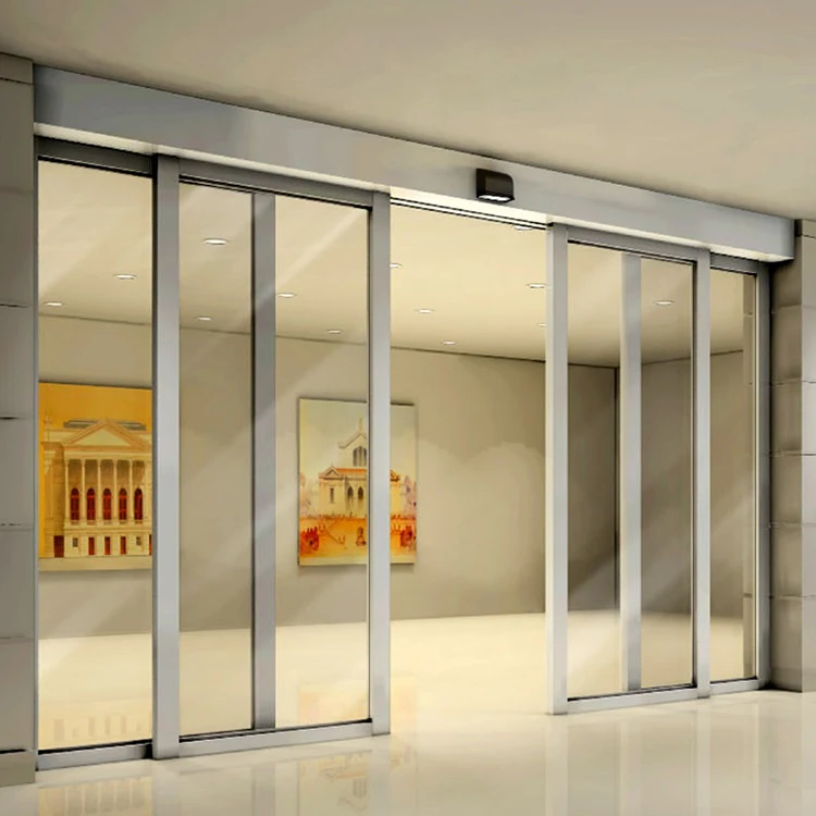Custom Exterior Main Entrance Electric Automatic Aluminum Glass Sliding
