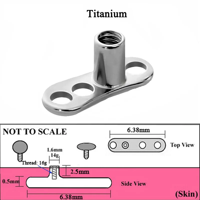 Piercing Dermico In Acciaio Chirurgico - Top Con CZ Diamante, 16G, Per Labbra, Collo, Guance - Foto 9