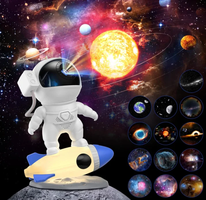 Proiettore Galassia Astronauta Con Telecomando, Luce Notturna LED Con Effetti Nebulosa E Stelle, Angolo Regolabile, Timer 45/90 Min, Per Cameretta E Sala Giochi - 2
