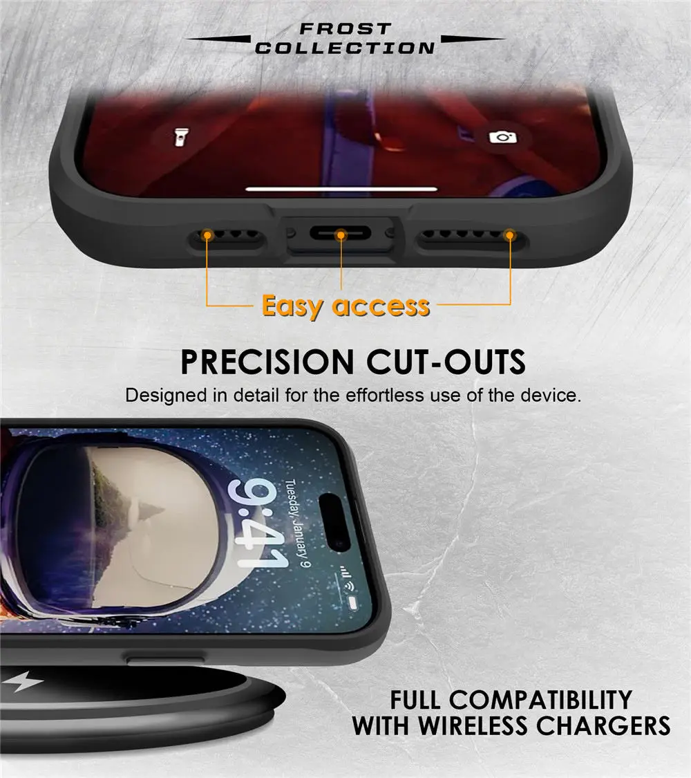 product laudtec luxury anti fingerprint matte tpupc hard cover soft shockproof cell phone case for iphone 15 pro max for iphone 17 air-6