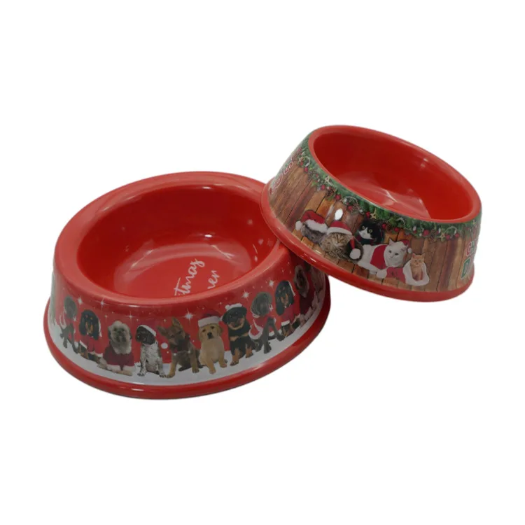 Christmas cartoon pattern dog food bowl cat dog pet supplies round mouth food bowl Christmas